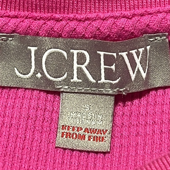 J CREW WOMEN WAFFLE KNIT HENLEY PINK LONG SLEEVE TOP, SIZE S - Picture 3 of 9